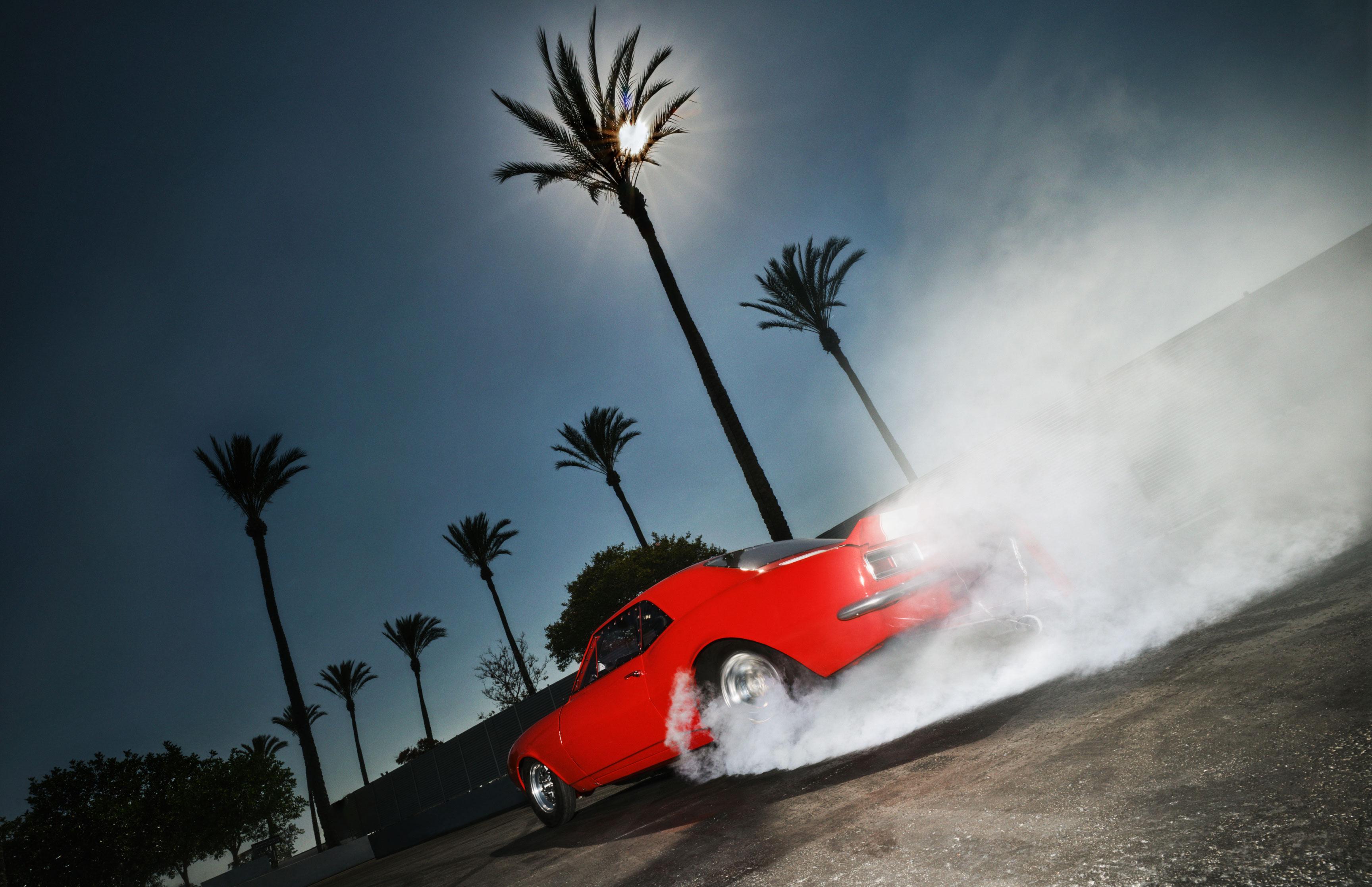 Red drifting car